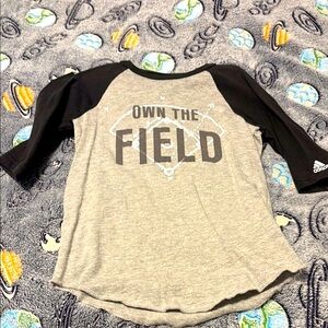 Adidas Black and Gray Baseball Tee Size X-Small